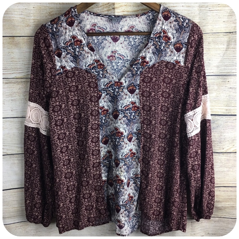 Vneck Boho Long Sleeve Top Charlotte Russe S:S